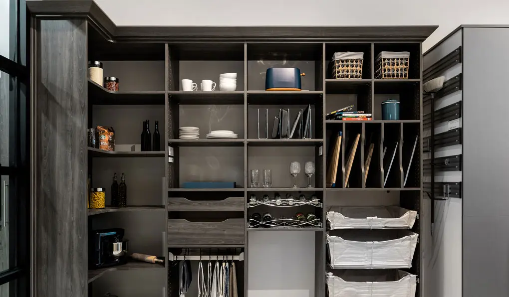 Dark wood custom built in pantry